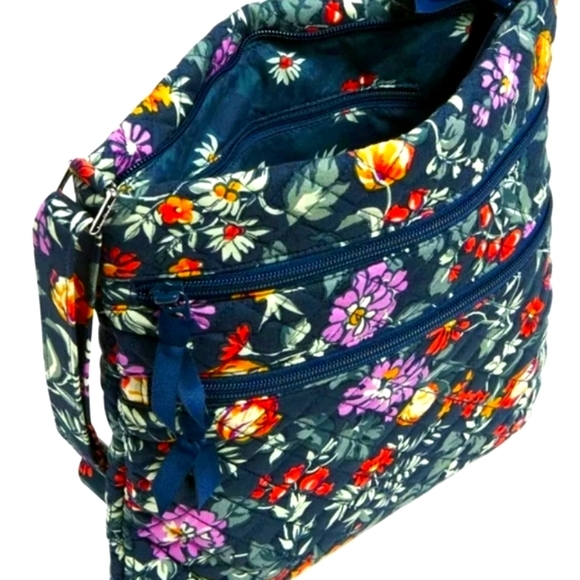 Vera Bradley Handbags - NWOT Vera Bradley Cotton Triple Zip Hipster Crossbody Bag Fresh-Cut Floral